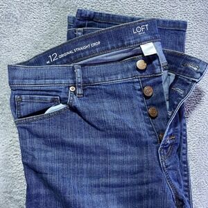 LOFT‎ Outlet Women's Size 12 Original Straight Crop Blue Denim Jeans Everyday